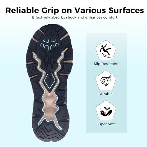 Image of Wide Walking Shoes for Men Arch Support Plantar Fasciitis Tennis Sneakers Non Slip Casual Athletic Running Shoes
