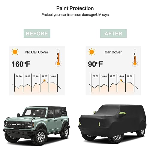Image of Car Cover for Ford Bronco 2021-2023 6 Layers All Weather 240T Windproof Waterproof All Weather Protection Outdoor Covers Compatible with Ford Bronco
