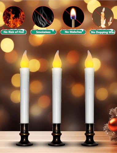 Image of 4PK Battery Operated LED Window Candles, 7.75 inch Christmas Candle Lamp