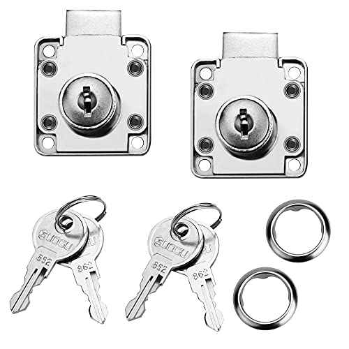 WANTOUTH 2 PCS Cerradura de Armario con Llave Cerradura de Seguridad para Armario Gabinete Cerradura de Leva con Llave de Aleación de Zinc Cerradura de Buzón Cerradura Cajon para Oficina Hogar