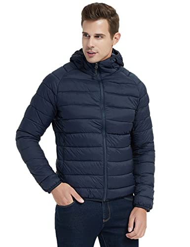 Kinkia Men's Lightweight Puffer Jacket Ultra Soft Warm Waterproof Quilted Hooded Outwear Coat (Kk0437-Blue-Xs) #TOP2
