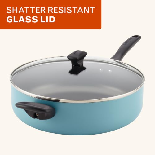 Farberware Nonstick Aluminum Jumbo Cooker Saute Pan, Helper Handle, 6-Quart | Dishwasher Safe Non Stick Coating For Easy Release And Cleanup, Great For Everyday Cooking, in Blue - image 7