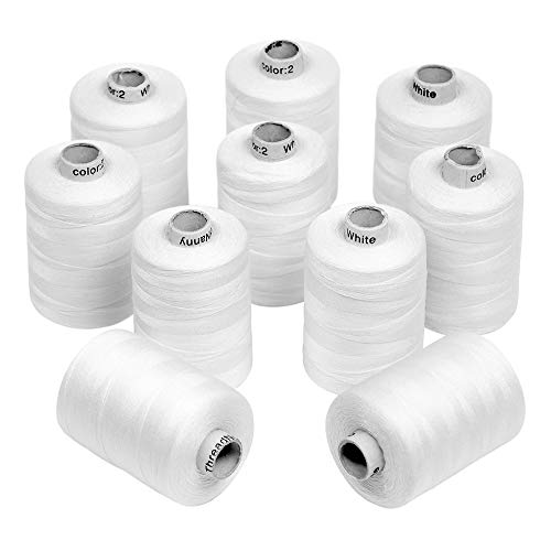 Hilo de coser blanco 3 capas poliéster extra fuerte miniatura 1