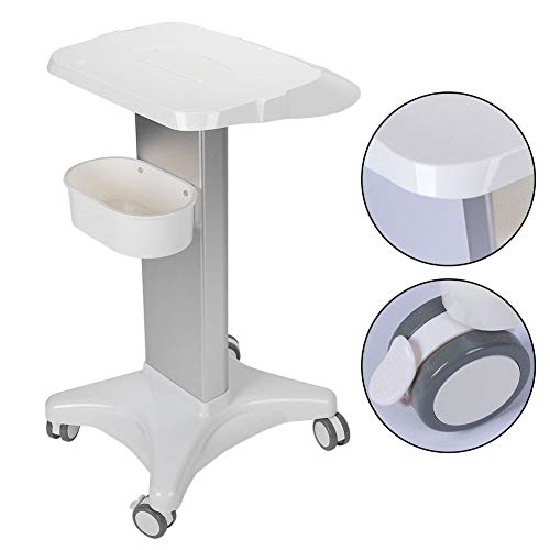 Rolling Salon Trolley, Beauty Salon Trolley with Hanging Basket Pedestal Rolling Cart Wheel Stand for Salon Use Stylist Hairdresser, SPA Furniture Hair Styling Station Coloring