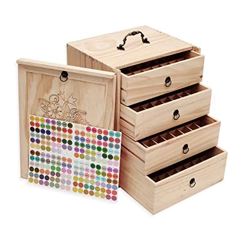 TORIBIO Essential Oils Box for 192 Bottles, Wooden Essential Oils Storage Organizer Holds 5 10 15 20 30 ml for Young Living & Doterra Bottles Cover