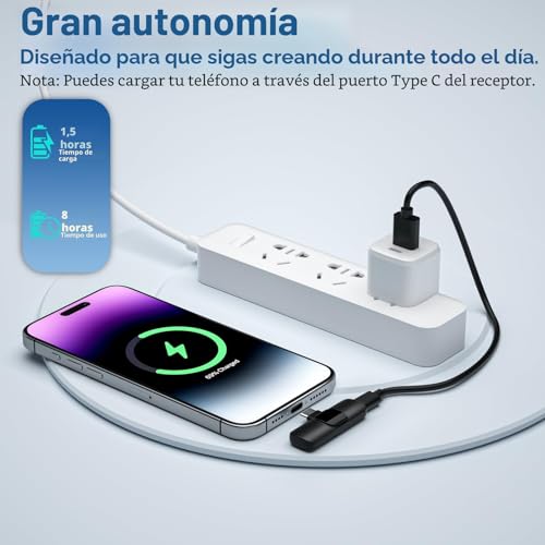Miniatura 7 de Voijump Mini Mic Pro - Micrófono Inalámbrico Para Iphone, Ipad Y Android Paquete De 2 - Micrófono De Solapa Con Usb-C Para Grabación De Video, Entrevistas, Podcasts, Vlogs, Asmr, Tiktok Y Youtube