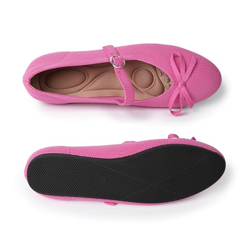 Women's Knit Flats Round Toe Flats with Ankle Strap Washable Comfortable Dressy Mary Jane Flat3
