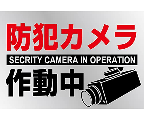 日本緑十字社 イラストステッカー標識 防犯カメラ作動中 貼 133 150 2mm 2枚組 Pet おしゃれ