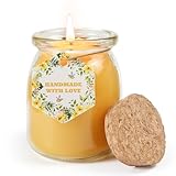 Natural Beeswax Candles, Unscented Bees Wax Candle in Glass Jar, 4.8oz 32 Hours Long Lasting, Pure Cotton Wick and Non-Toxic for Stress Relief, Home Gifts