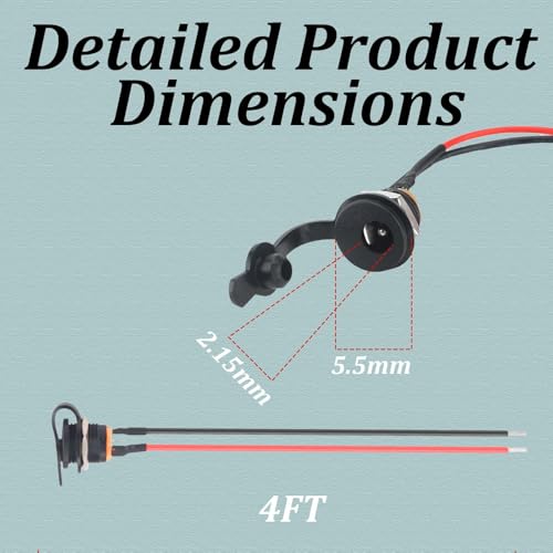 Coaxial 2-Wire Charging Port for Electric Scooters,Compatible with Razor MX125, Jetson, Dynacraft, Hover-1, Swagtron,6 and 12 Volt Power Electric Scooter/Hoverboard,Scooter Charging Port with Dust Cap