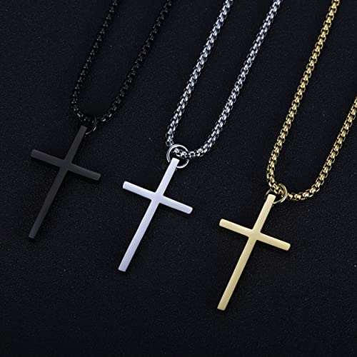 Rehoboth Cross Pendant Necklaces For Boy Men Girl Women Philippians 4:13 Bible Verse I Can Do All Things Stainless Steel Chain 16/20/24/28 Inchs Black Silver Gold (20 Inchs, Black) #TOP3