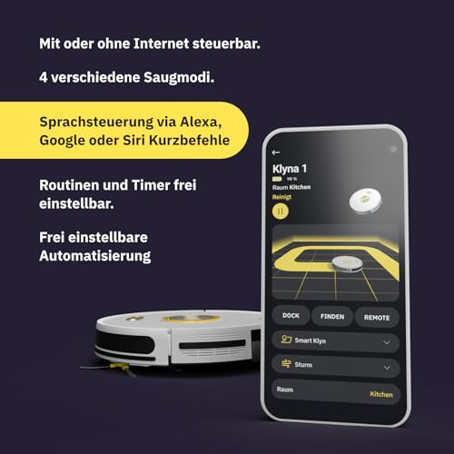 Klyqa Klyna Saugroboter mit Wischfunktion und Smart Home Integration