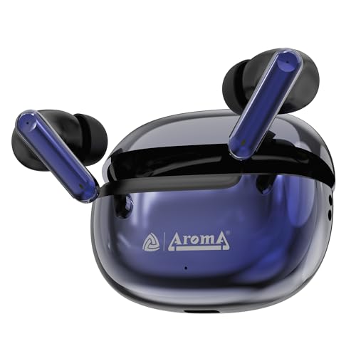 Image of AROMA TWS3 Vibe V5.4 True Wireless Earbuds, Midnight Blue | up to 60H Playtime, ENC, Fast Charging, Heavy Bass, Bluetooth