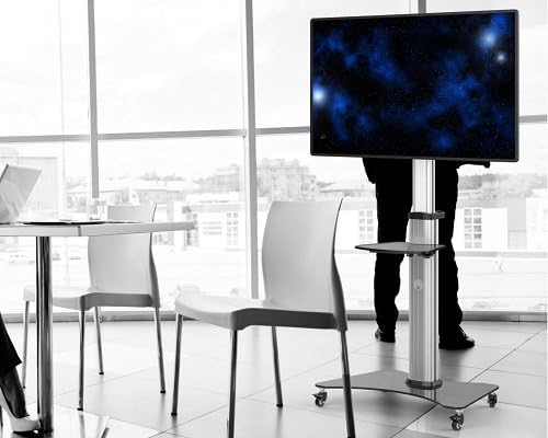 Skill Tech SH-466FS, Contemporary Height Adjustable Tv Cart, Max.Capacity: 40kg (88lbs), Max vesa 600x400mm, Matte Black