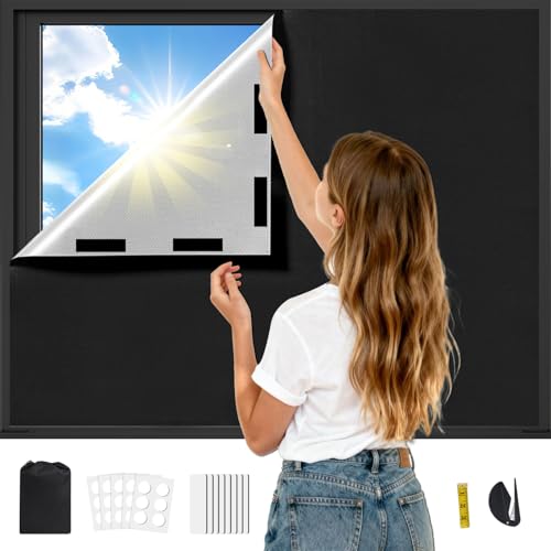 Fenster Verdunkelung Klettverschluss, 200x145cm Verdunklungsrollo Ohne...