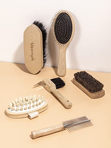 Ueemph Horse Grooming Kit ,10-Piece, Black Storage Bag,Horse Brushes Set,Horse Sweat Scraper ,Mane Comb,Horse Grooming Gloves,100% Horsehair Brush,Horse Gifts For Girls #TOP3