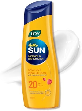Joy Anti Tan Sunscreen Lotion for Body & Face with SPF 20 PA++ (200ml) | Moisturizes and Controls Tanning along with Sun Protection | For Oily, Dry, Sensitive & Acne Prone Skin | For Men & Women