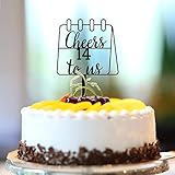 Décoration de gâteau d'anniversaire « Cheers to Us » - Cœur « Be Mine » - Piques de gâteau d'anniversaire pour jubilé, fête prénuptiale, décoration de gâteau personnalisée amusante en acrylique noir