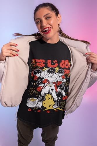Image of Hajime no Ippo I T-Shirt for Men & Women, 220 GSM Drop Shoulder Anime T-Shirt Black