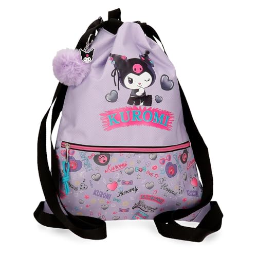 Sac à dos Sanrio Kuromi retropop violet zippé en polyester compact 1.6L