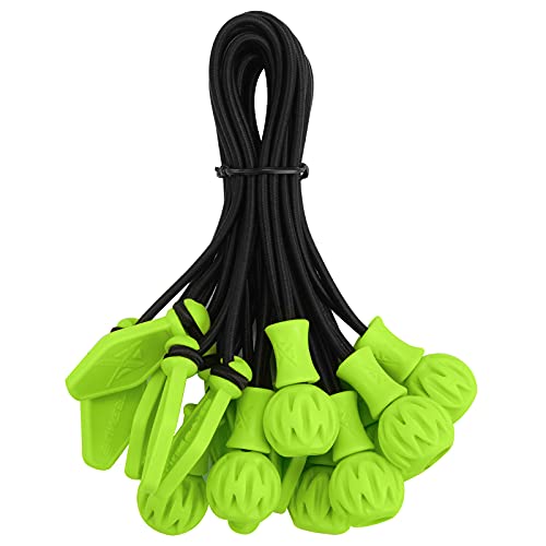 Extremus Switchbak Tie-Down Bungee System, Bungee Cords With Balls, Multi-Use Organizing Tool For Fishing, Camping, Hiking, Boating, Around The House, And More, 8Pcs, Green, 6 Inch #TOP28