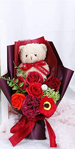 Soap Rose Flower Scented Bouquet For Valentine's Day Mother's Day Party Wedding Decoration-Red #TOP1