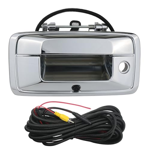 Image of Backup Camera Tailgate Handle Rear View Camera Liftgate Latch Handle with Keyhole Chrome Compatible with 2014-2015 Chevrolet Chevy Silverado Sierra 1500 Replaces 23128692