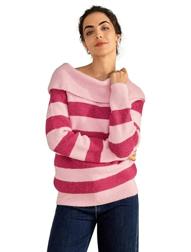 ADOR Womens Sweater Ribbed Knit Wool Blend Casual Regular Fit Off Shoulder Top