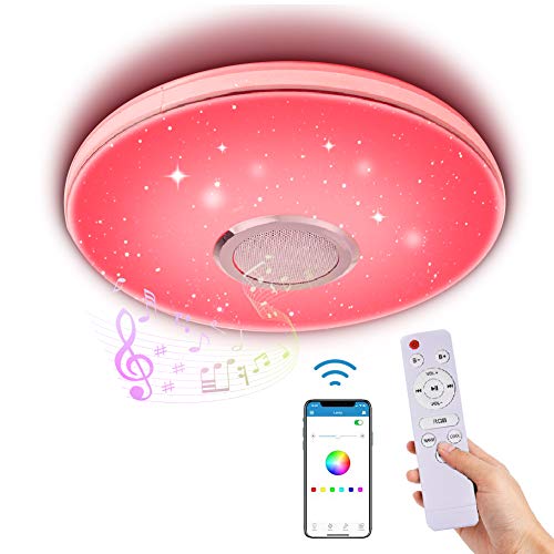 Lámpara de Techo Led Regulable,Lacyie 36W Bluetooth Luces para música Con Mando a Distancia,6500K Cool Blanco Calido Ajustable RGB Cambio de Colorlámpara Techo, Ideal Para Salón, Dormitorio Fiesta