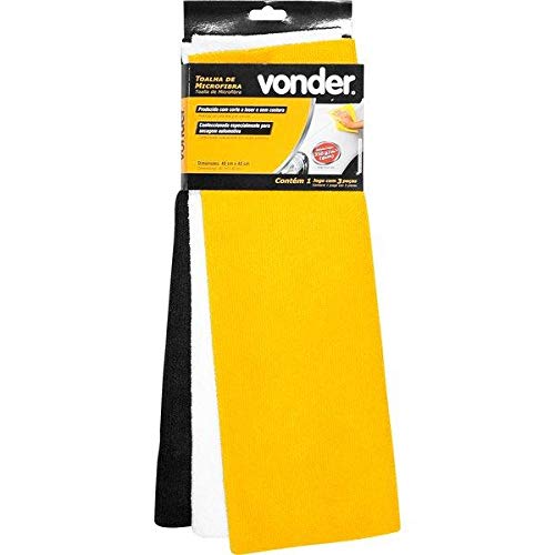 Toalha de microfibra 40 cm x 40 cm, 350 g/m² (gsm), jogo com 3 peças, Vonder