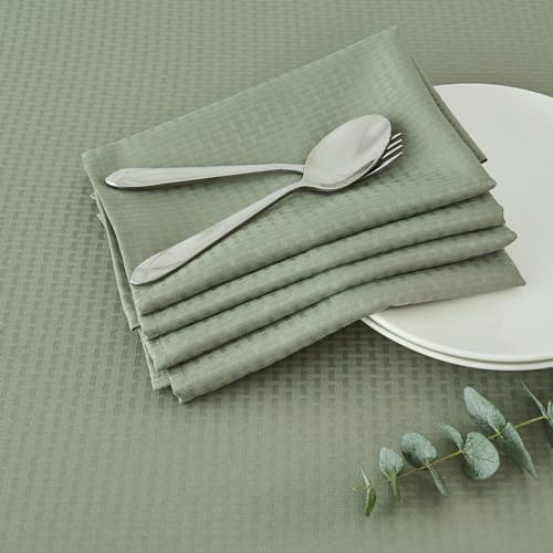 Image of maxmill Cloth Napkins Weaved Texture Pattern Soft Comfortable and Luxury Serviette for Restaurant Family Dinners Weddings Parties and Banquets Set of 4 Pieces, 20 x 20 Inch Sage Green