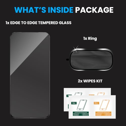 Image of ArmourPro Edge to Edge Tempered Glass for Vivo T5 Pro with Black Camera Ring Guard, 9H Screen Protector, Anti-Fingerprint, Anti-Scratch, Bubble-Free Installation Kit