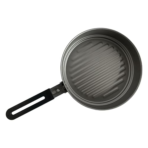 KAPILA 1100ml Titanium Frying Pan with Stainless Steel Folding Handle Camping Pot Titanium Camping Pot Titanium Cookware Backpacking (1100ml)
