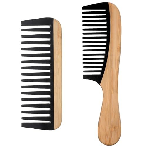 Set de 2 peines anchos de bambú negros miniatura 1