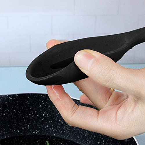 Chancalcal Silicone Mixing Spoon For Cooking, Hygienic One-Piece Design Cooking Utensil For Mixing & Serving, Nonstick Kitchen Essentials High Heat Resistant To 480°F, Bpa-Free Kitchen Tools (Black) #TOP4