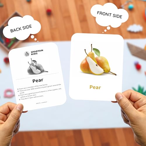 Image of SPARTAN KIDS Fruits Flash Cards for Kids | 27 Early Learning Flash Cards for 1 + Year Old Baby Easy & Fun Way of Learning for Cognitive Skills | Learning Toys for 2+ Year Old Girl and boy