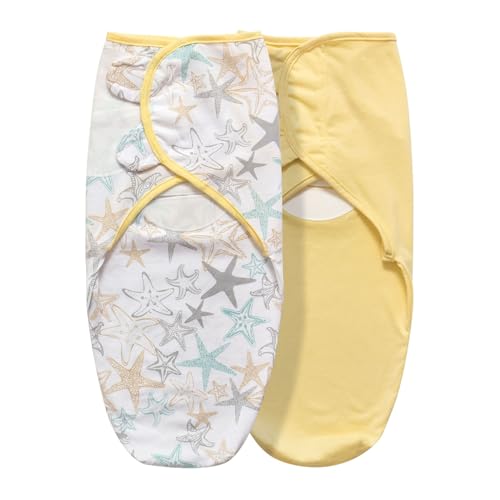 Image of Baby Swaddle Blanket, 3 Pack, 0-3 Months, Small-Medium, Light Yellow | Newborn Swaddles, Easy Change Infant Wrap, Adjustable Swaddle Blanket