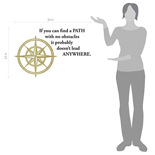 Large Compass & Quote Wall Decal Peel & Stick Removable Room Decal Vinyl Sticker Saying To Decorate Home (Gold & Black, 20X24 Inches) #TOP3