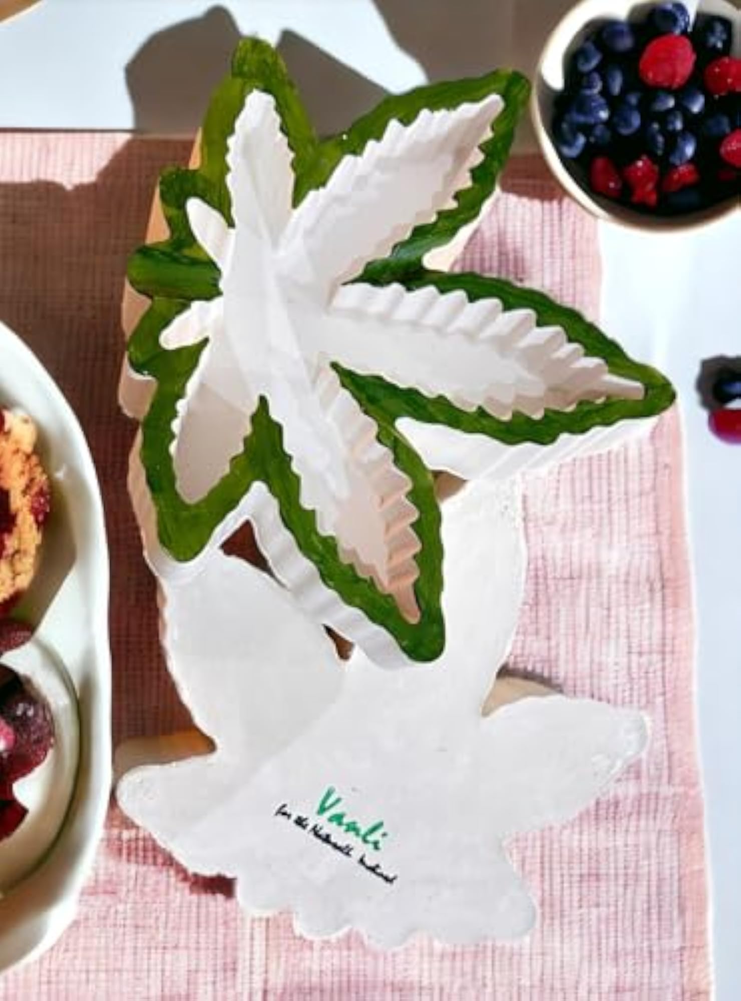 Vanli Handmade Ceramic Ashtray and Coasters, Leaf Design