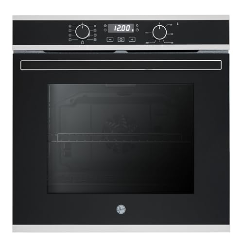 هوفر فرن غاز مدمج 60 سم - فرن كهربائي بسعة 80 لتر، باب من 3 طبقات من الزجاج المقسى بقوة 2900-3450 واط، 50-250 درجة مئوية، 9 برامج، مؤقت رقمي، مروحة حرارية ومروحة تبريد - HEO-T6080-BBI