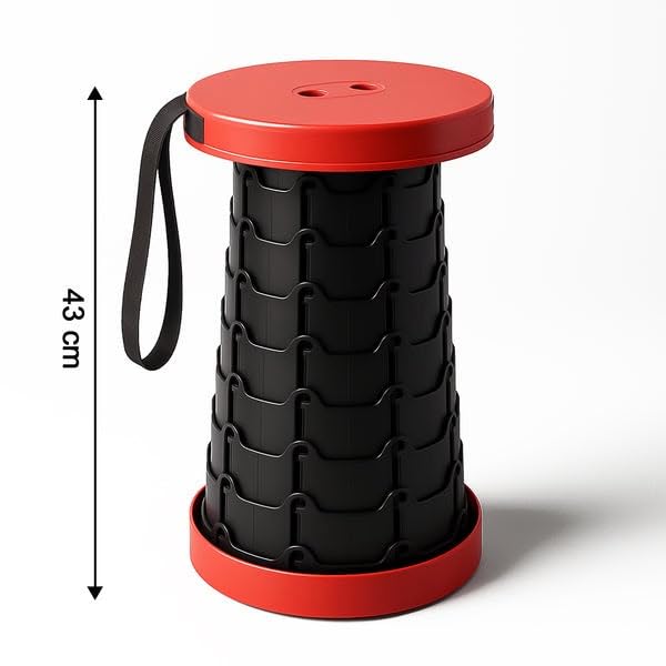 Image of IKURAM Retractable Folding Stool Portable Telescopic Stool Seat Sturdy Lightweight Adjustable Chair Foldable Outdoor Plastic Stools for Camping Hiking BBQ Fishing Garden Indoor Max 396lbs
