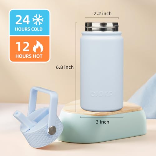 Image of BJPKPK Insulated Water Bottle, 15oz Stainless Steel with Straw Lid