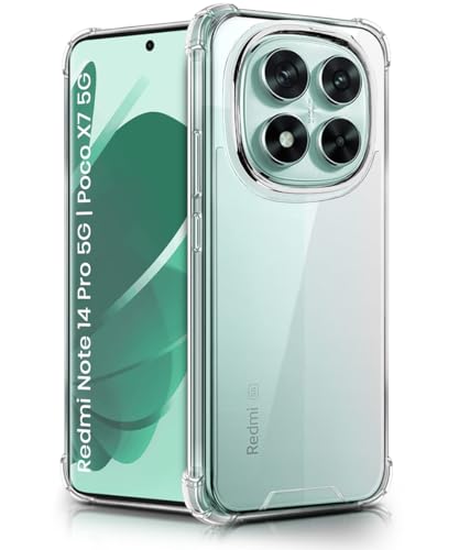 Image of WOW IMAGINE Ultra-Hybrid Crystal Clear Back Case for Redmi Note 14 Pro 5G | Poco X7 5G | Shockproof Design | Camera Protection Bump | Hard Clear Mobile Back Cover with Cushioned Edges - Transparent
