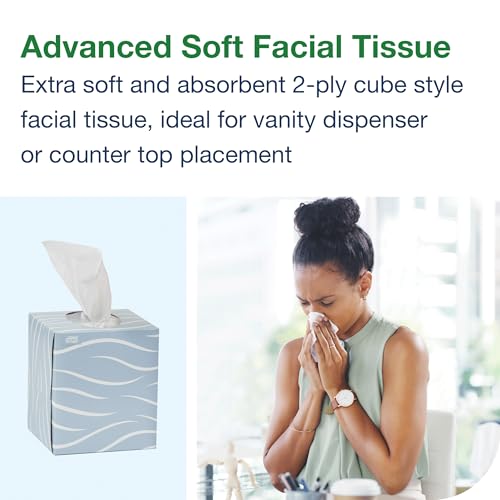 Image of Tork Soft Facial Tissue Cube Box White, Advanced, 2-Ply, 36 x 86 Sheets, 6830100