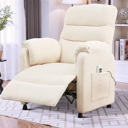 Sillón eléctrico reclinable blanco chenille miniatura 1