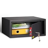 HomeSafe HV24K Möbeltresor mit Schlüssel, 20x44x38cm (HxBxT), kleiner Tresor für Zuhause, Safe Box mit Schloss, Geldsafe für Geld Aufbewahrung, Schmuck oder als Dokumentensafe, Laptoptresor