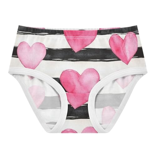 Girls' Cotton Panties Briefs Underwear for Girls Pink Striped Heart - Main Image