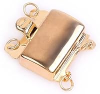 Vista 1 de JOE FOREMAN 2 cuerdas lisas de oro amarillo de 14 quilates, con cierre de perlas a presión, cierre de collar de perlas para pulseras, cierres