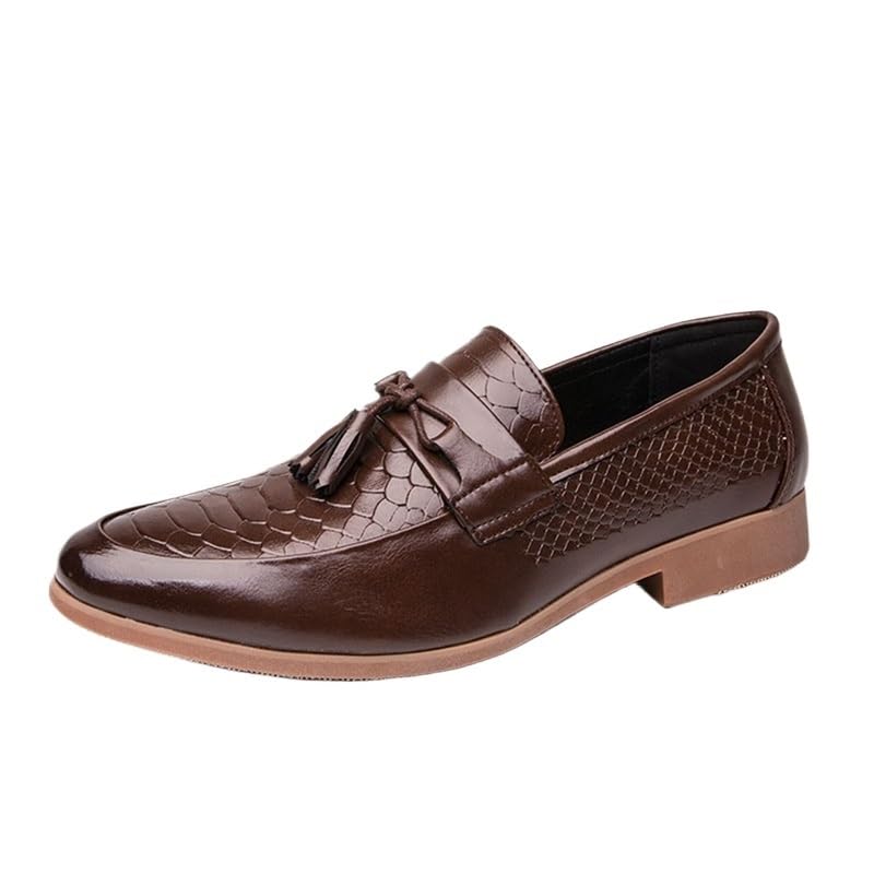 Shoes Men's British Round-Toe Slip-on Loafers Versatile Casual Low Heeled Oxford Shoes Men Comfortable Breathable Shoes for Wedding Parties Business