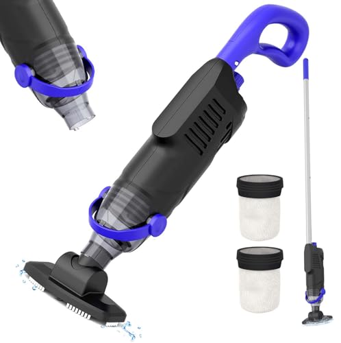Limpiafondos Piscina Elevada Sin Cable 60w - Aspirador Piscina Recargable Portátil Con Palo 68l Min Aspiración - Aspirador De Piscina Para Spa, Piscinas Elevadas Empotradas-Negro